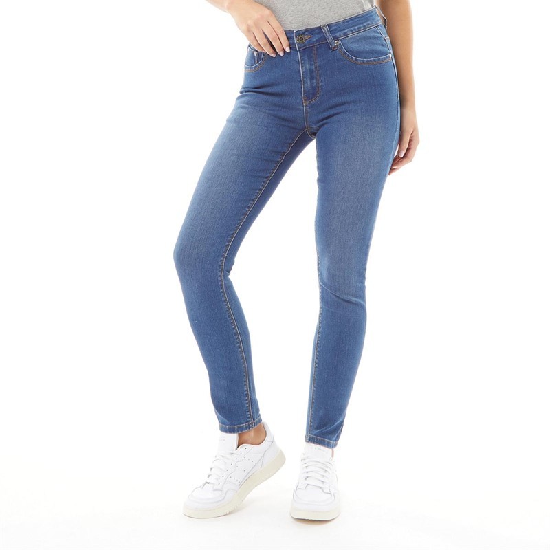Board Angels Womens Stretch Skinny Jeans Mid Blue