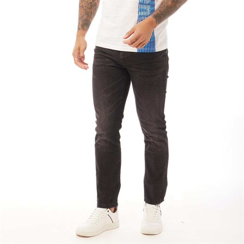 Crosshatch Mens Buraca Slim Fit Jeans Charcoal