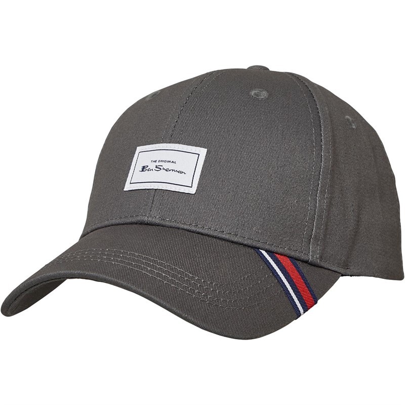 Ben Sherman Mens Mod Stripe Baseball Cap Grey