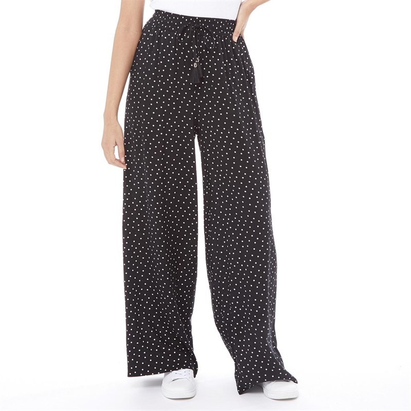 Board Angels Womens Viscose Printed Trousers Black/White Polka Dot