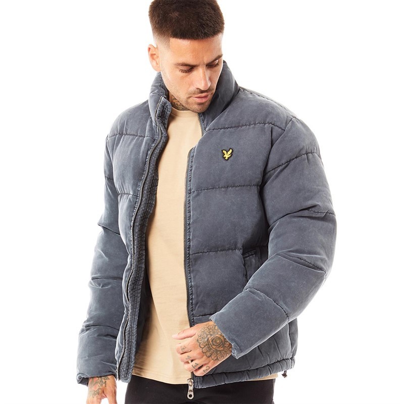 Lyle And Scott Vintage Mens Funnelled Puffer Jacket Dark Navy