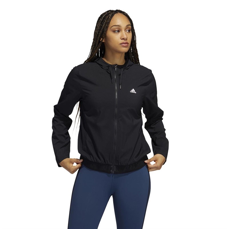 adidas Womens Branded Elastic Layering Jacket Black/White