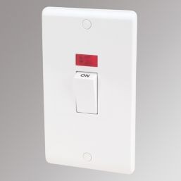 LAP 45A 2-GANG DP COOKER SWITCH WHITE WITH NEON