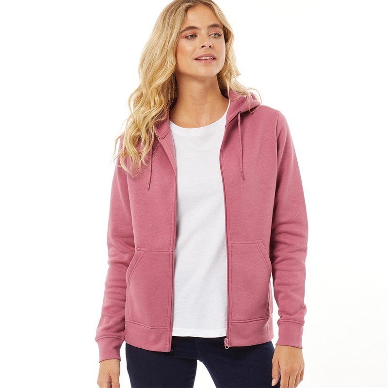 Fluid Womens Zip Through Hoodie Rose Wine