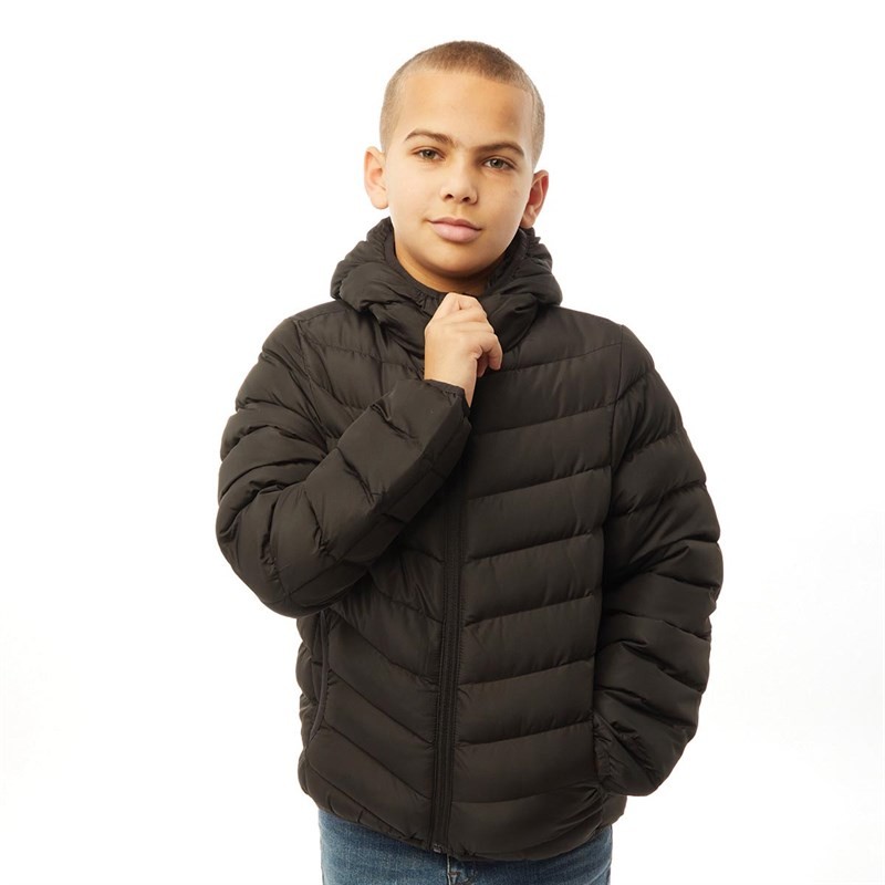 Brave Soul Junior Boys Grant Hooded Padded Jacket Black