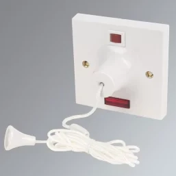 MK 50A 1-WAY PULL CORD SWITCH WHITE WITH NEON