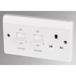 MK LOGIC PLUS 45A 2-GANG DP COOKER SWITCH & 13A DP SWITCHED SOCKET WHITE