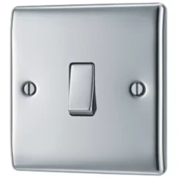 BRITISH GENERAL NEXUS METAL 10AX 1-GANG 2-WAY LIGHT SWITCH POLISHED CHROME