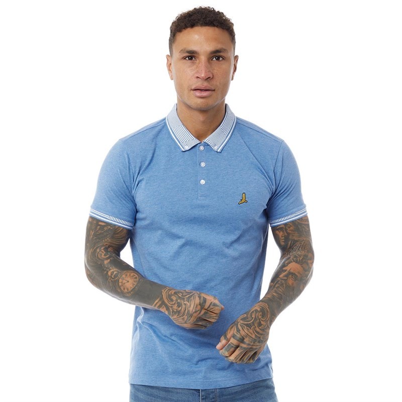 Brave Soul Mens Story Polo Sky Blue Marl